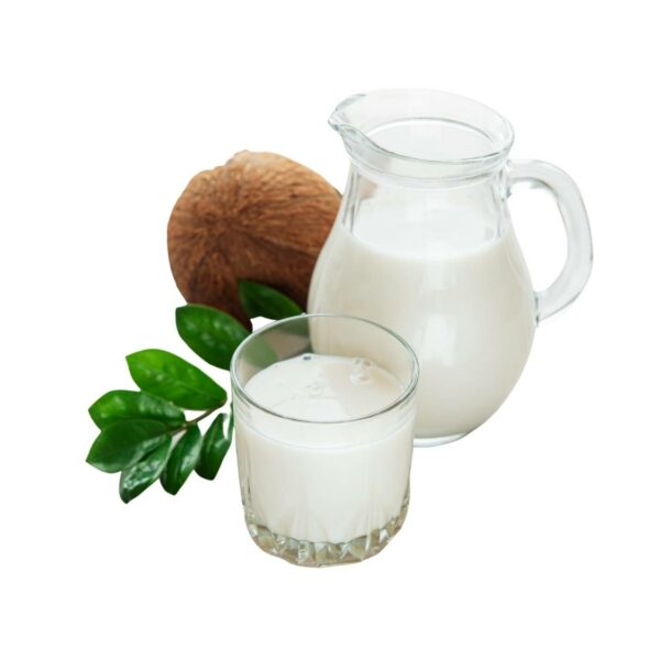 Coconut Milk inside a jar and a glass