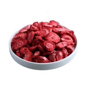 Freeze-Dried Strawberry Slices has the distinctive bright red color and sweet to sour taste of fresh strawberries but with a crispy and crunchy texture.