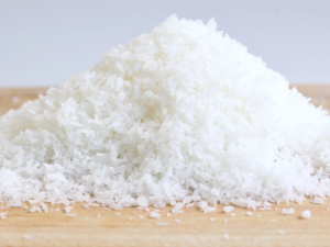 Heap of desiccated coconut on a table