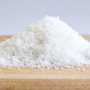Heap of desiccated coconut on a table
