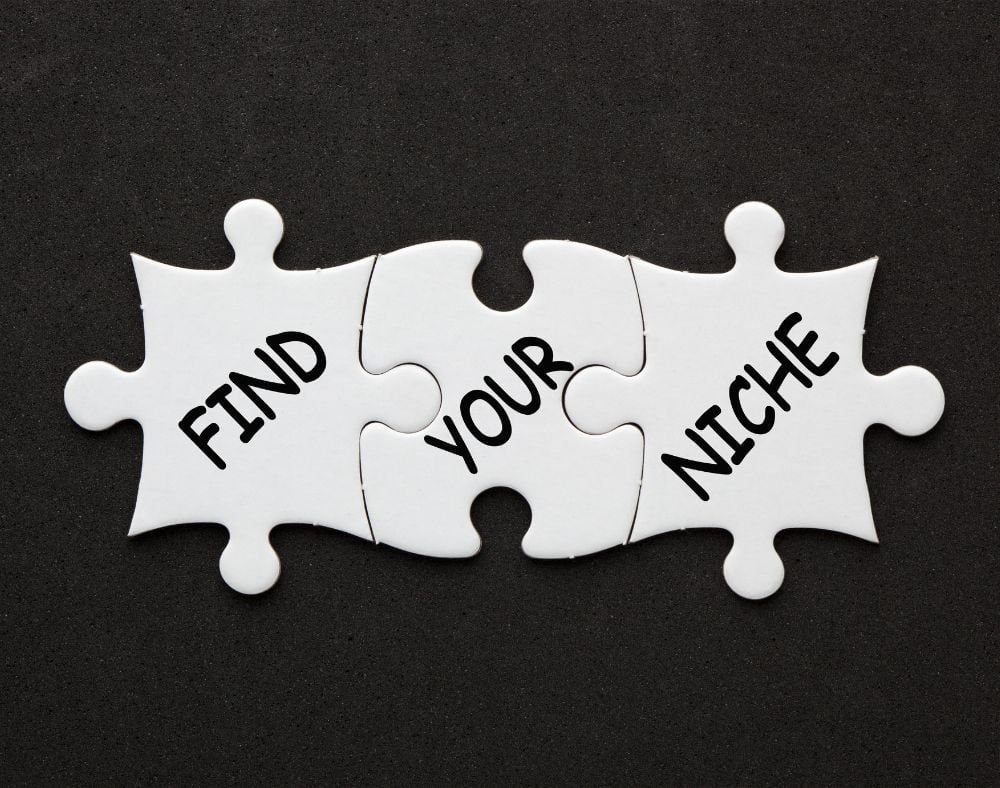 Puzzle pieces that say 'Find your niche'