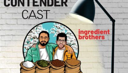 Contender Cast Podcast flyer with Ingredient Brothers Logo and Illustration