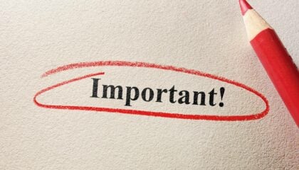 The word "important" written in a paper