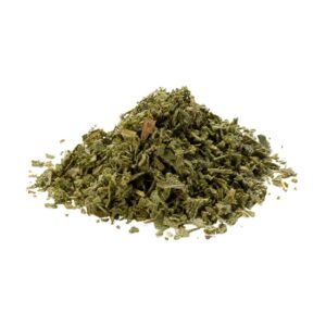 Green, crushed sage in a heap