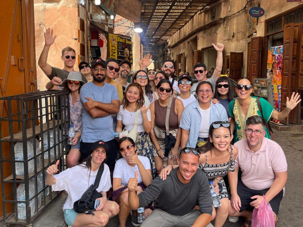 The IB team in Marrakech's Medina after a street food tour.