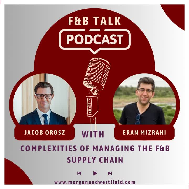  F&B Talk podcast poster. Includes a photo of Jacob Orosz and Eran Mizrahi 