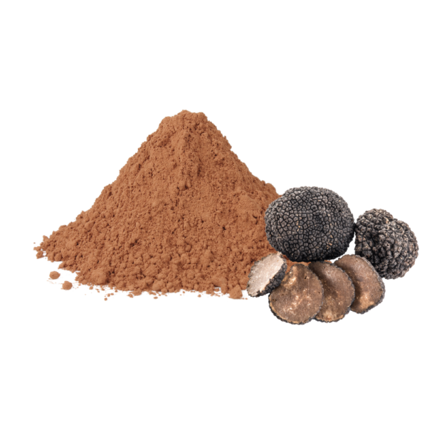 A heap of brown powder beside some mushrooms