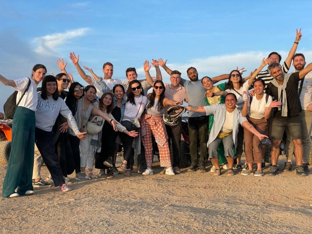 All the IB team together in the desert in Morocco