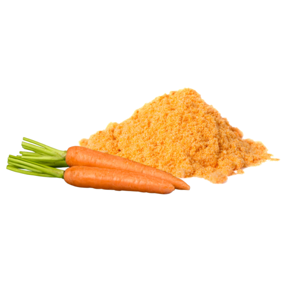 Orange powder behind two carrot vegetables.