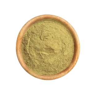 Green powder in a bowl