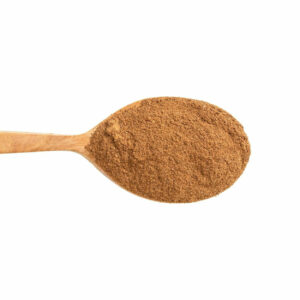 Top view of brown powder ion a spoon
