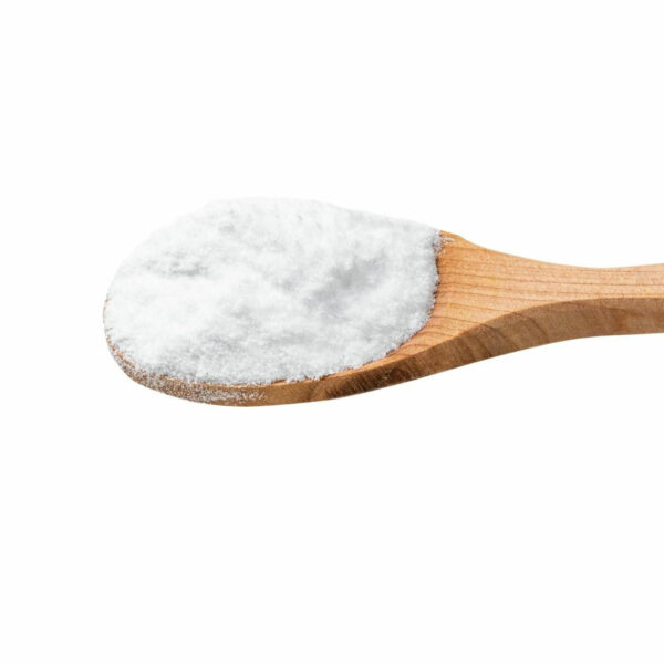 White powder on a wooden spoon.