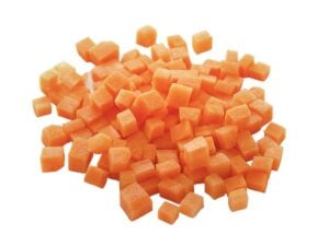 Carrots diced into small cubes.