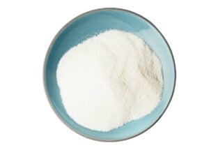 Top view of white powder in a bowl