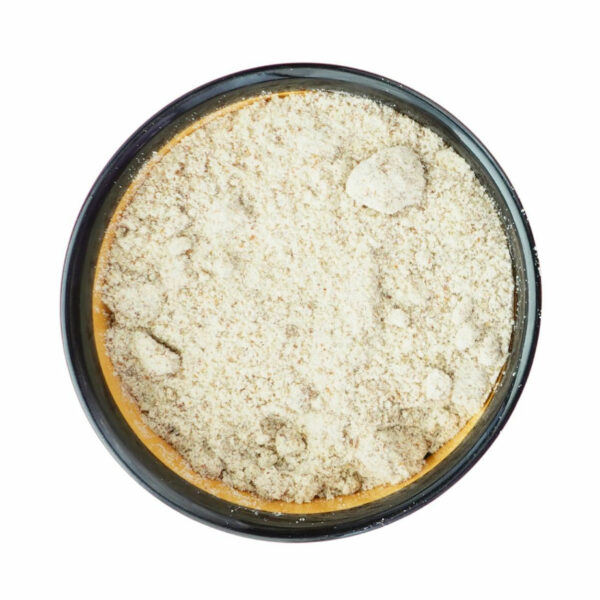 Top view of whitish-yellow powder in a bowl