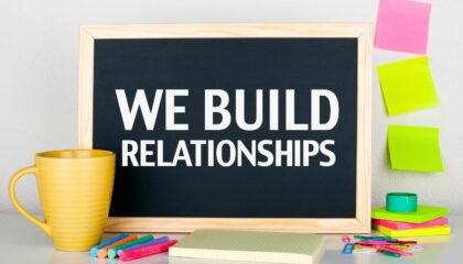 we build relationships concept stock photo