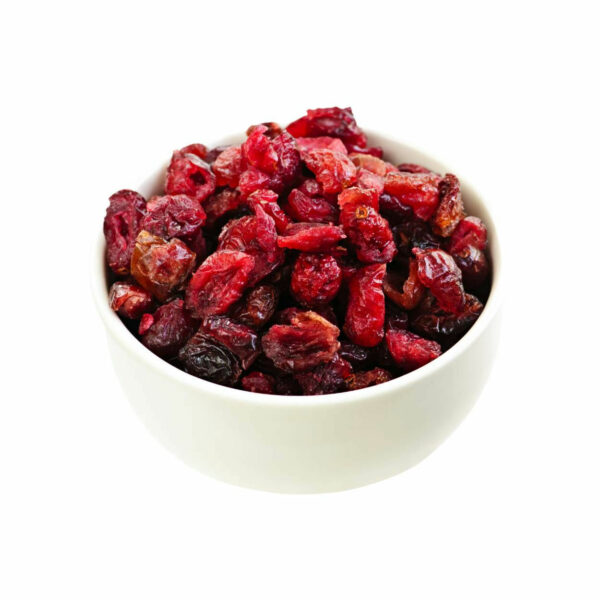 Dried cranberries in a bowl.