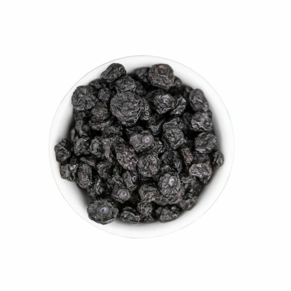 Top view of dried blueberries