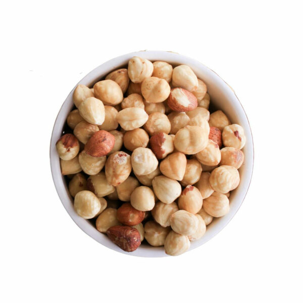 Top view of hazelnuts in a bowl