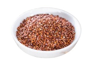 Red grains in a bowl