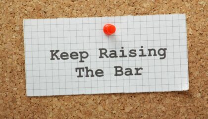 "keep raising the bar" written in a paper
