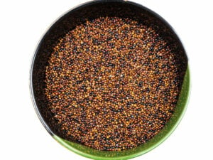 Top view of canihua seeds in a bowl.