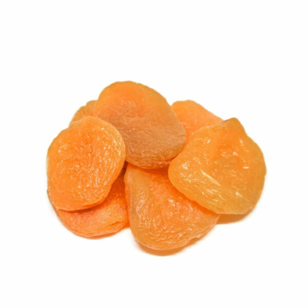 Dried apricot slices in a heap